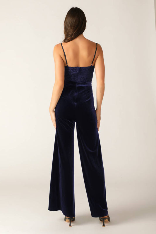 VIVIANA JUMPSUIT - NAVY LACE & VELVET