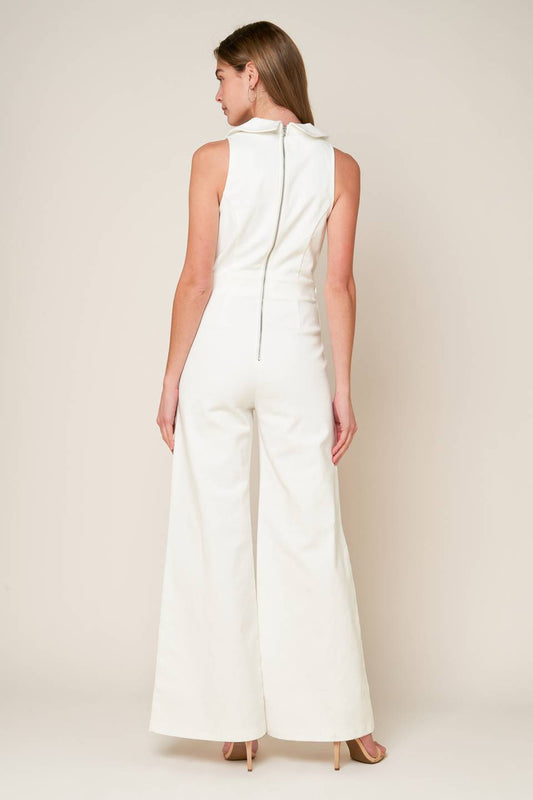 Size: SMALL, SHOPPING AROUND - WHITE - WIDE LEG JUMPSUIT- FINAL SALE