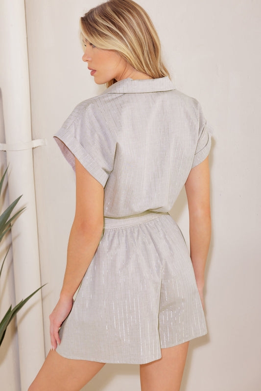 RENEE METALLIC THREAD ROMPER