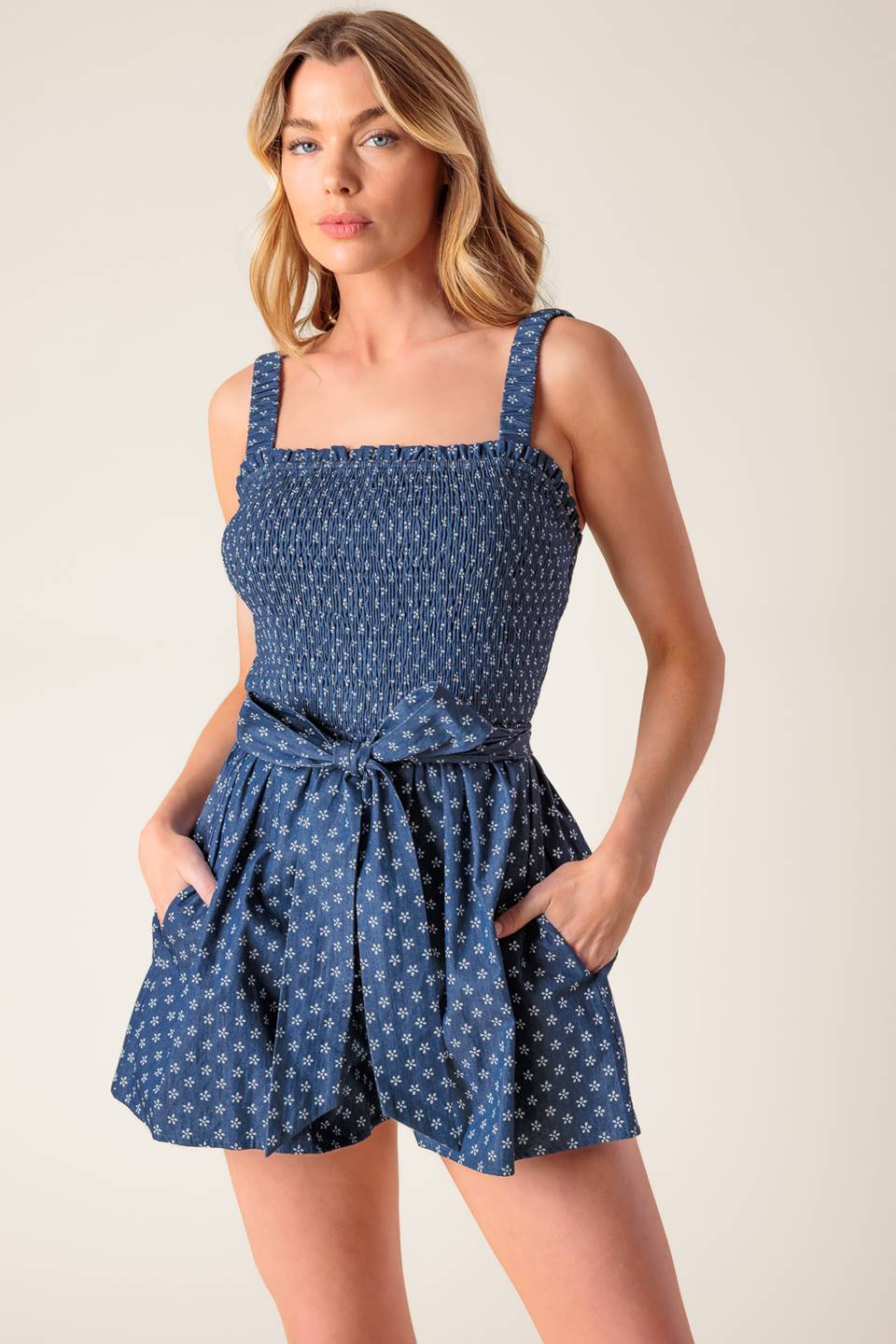 DAISIES DENIM ROMPER