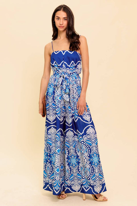 SELAH PRINTED JUMPSUIT - NAVY