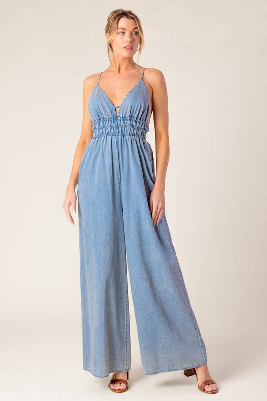 CONSTANCE ACID BLUE DENIM JUMPSUIT