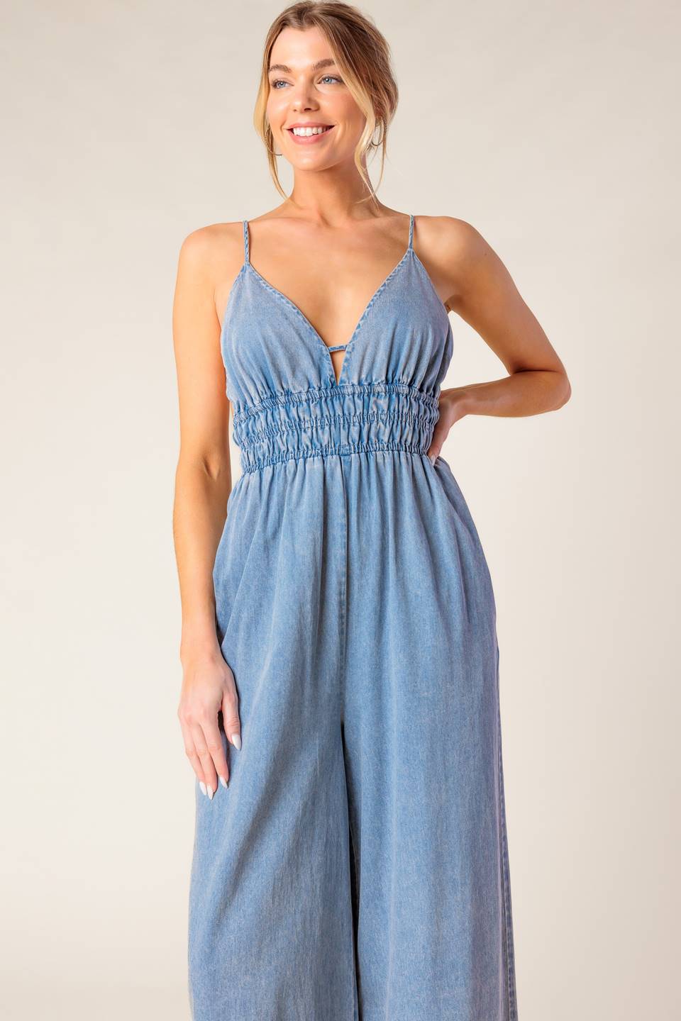 CONSTANCE ACID BLUE DENIM JUMPSUIT