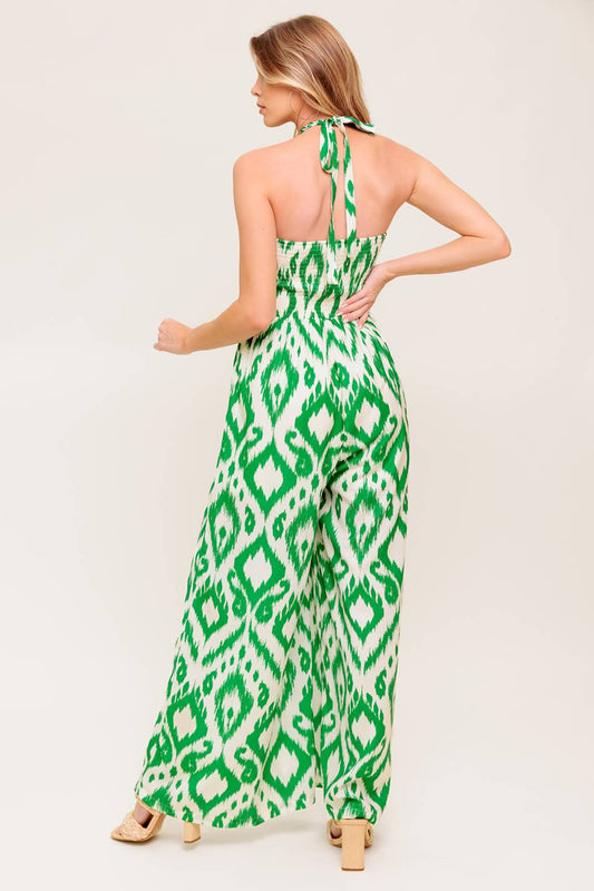 PENNY GREEN BRAIDED HALTER JUMPSUIT