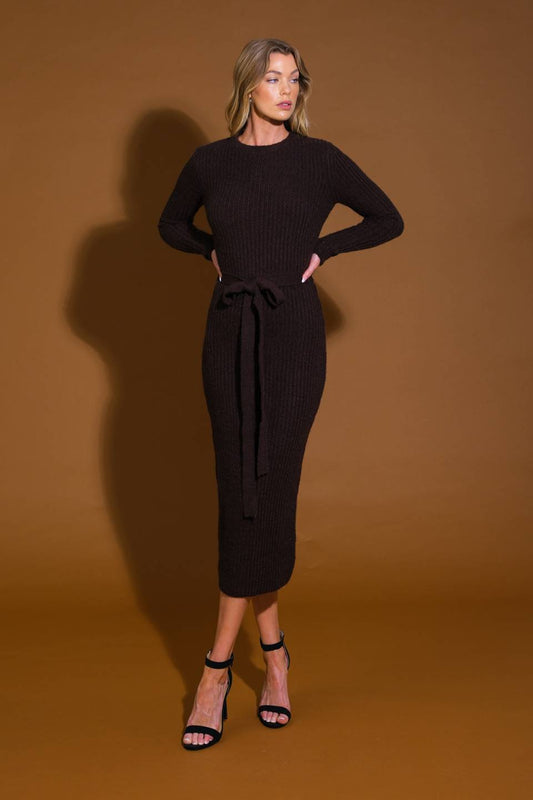 BE GOOD TO ME - LONG SLEEVE SWEATER DRESS
