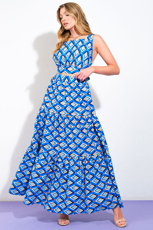 SUMMER JOURNEY - BLUE - TOP & SKIRT SET