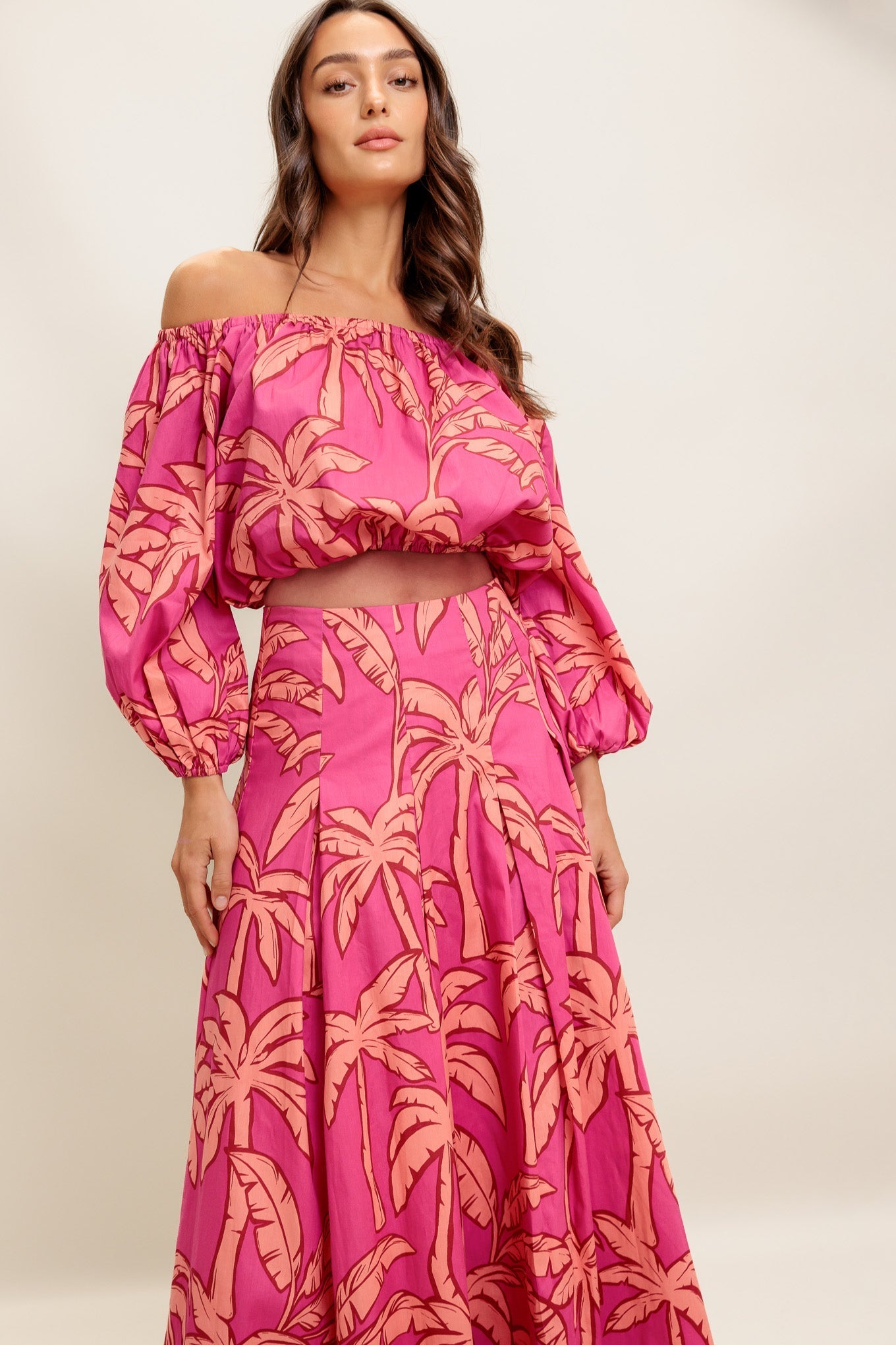 Staci Off-Shoulder Top & Circle Midi Skirt Set