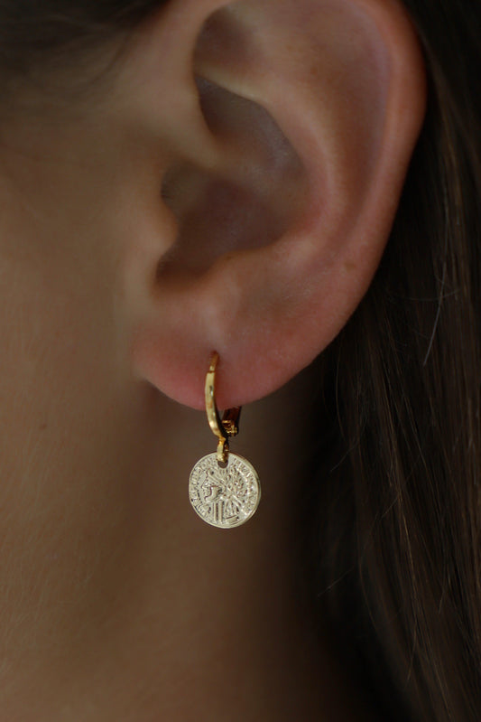 PETITE COIN HUGGIE EARRINGS