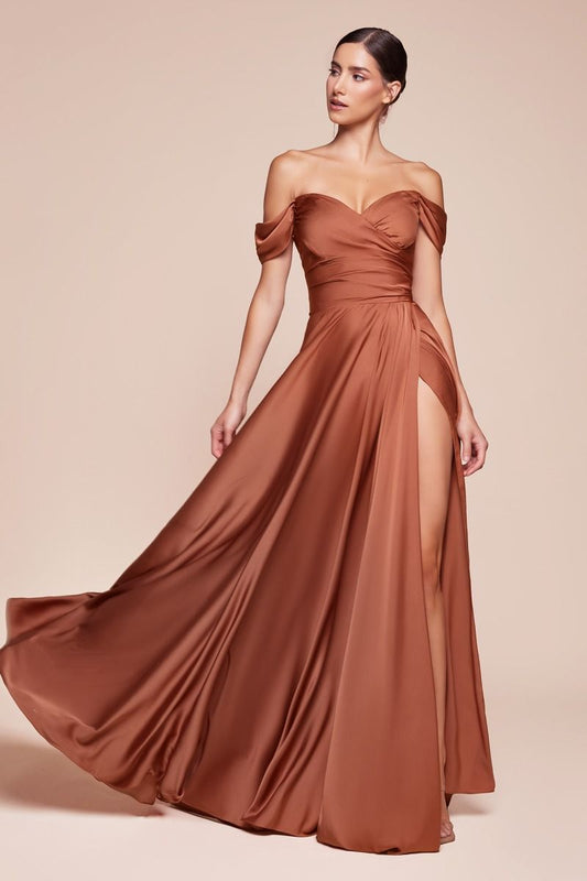 JILLIAN GOWN - SIENNA - A-LINE SOFT SATIN OFF THE SHOULDER DRESS
