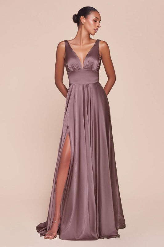 Kinsley Gown - English Violet - Soft Satin A-line Dress