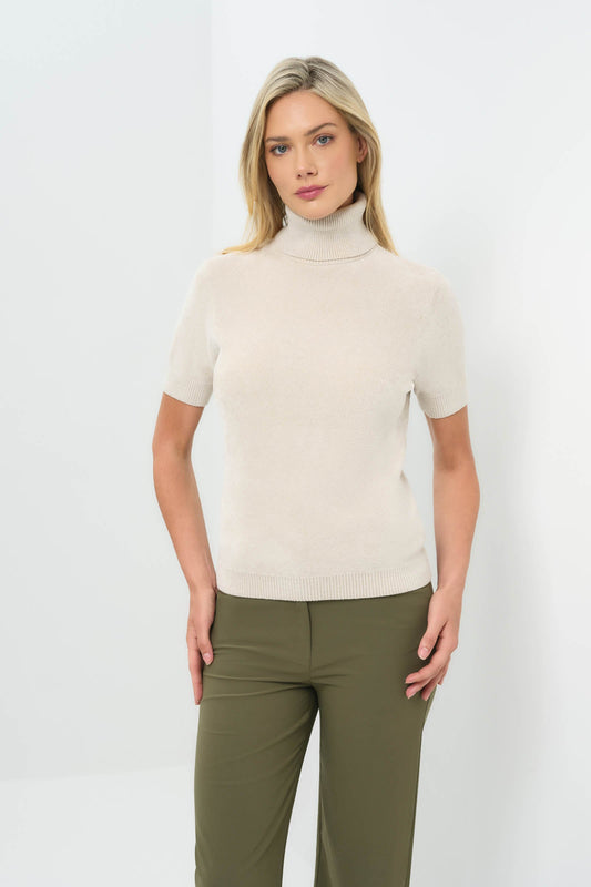Coco Mohair Elbow Sleeve Sweater with Removable turtleneck