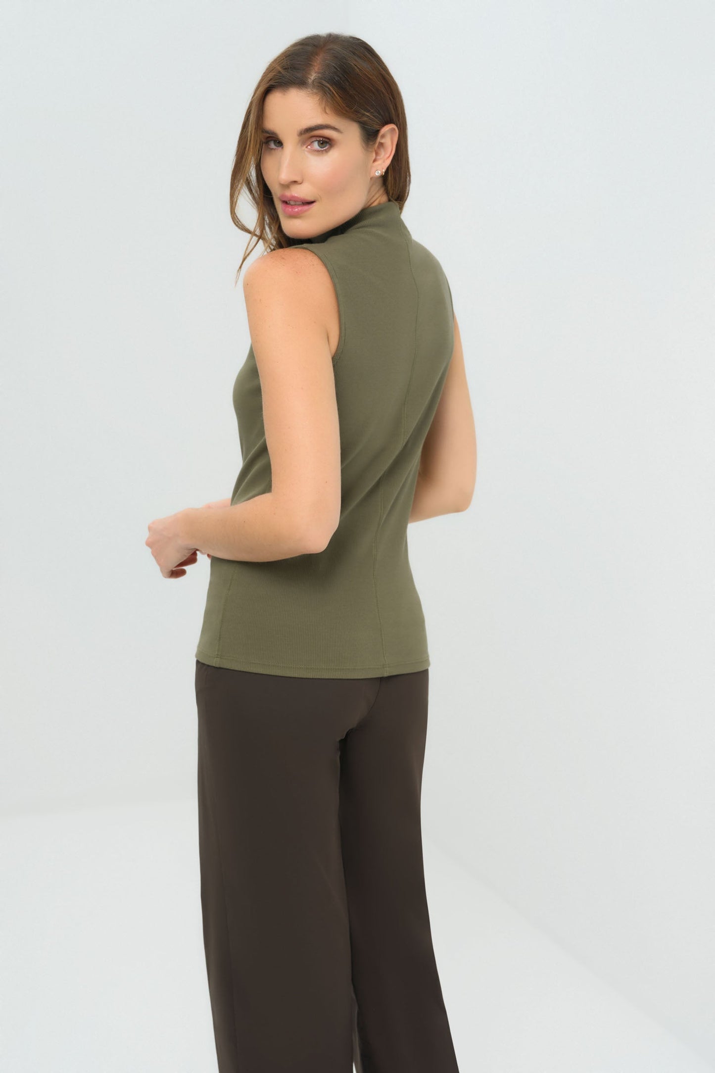 Siobhan Sleeveless High Neck Pima Rib Top