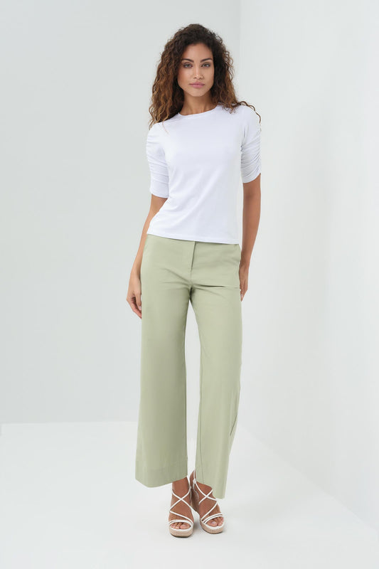 Sophia Tshirt with Ruched Elbow Sleeves