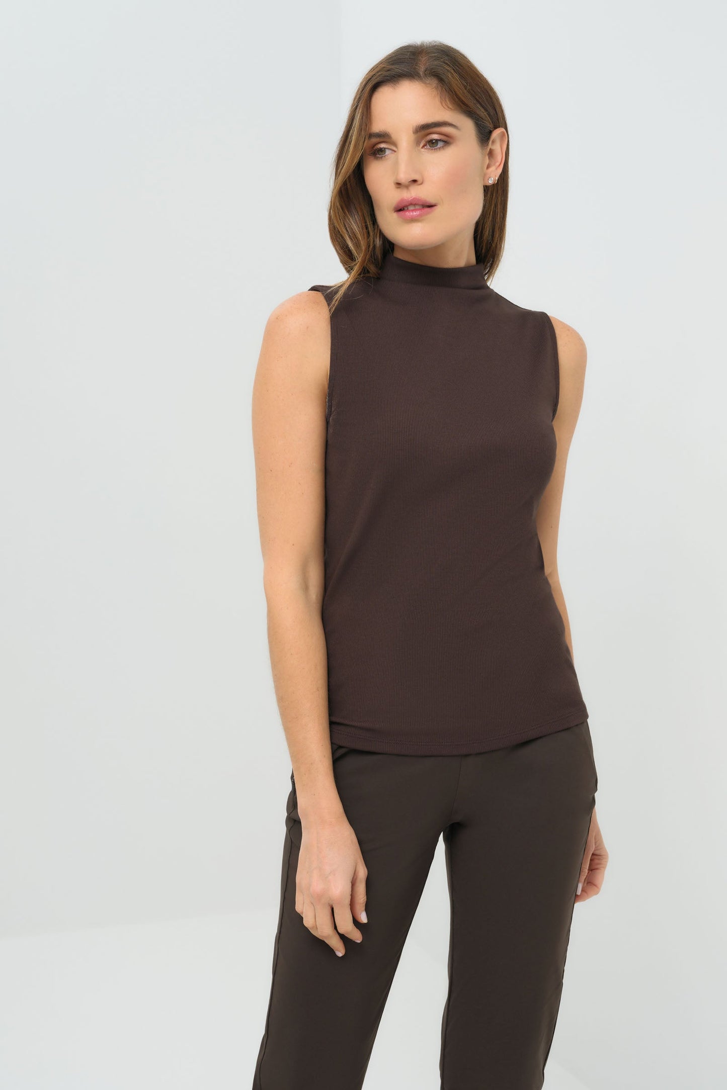 Siobhan Sleeveless High Neck Pima Rib Top