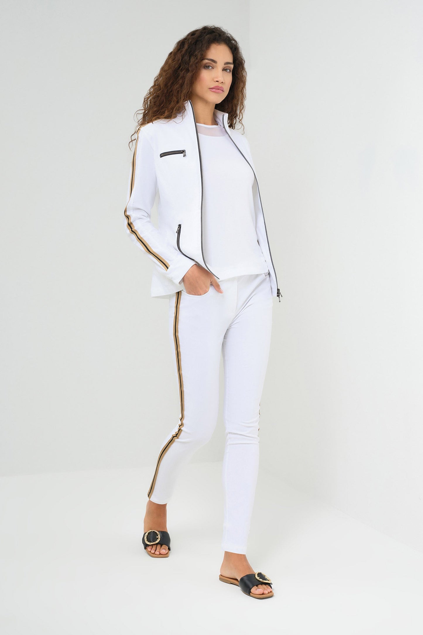 Justine Side-Stripe Racer Jacket