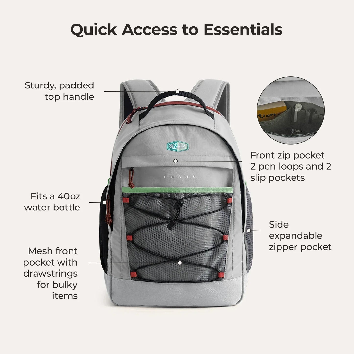 Sac à dos pour ordinateur portable Focus 15,6 pouces 