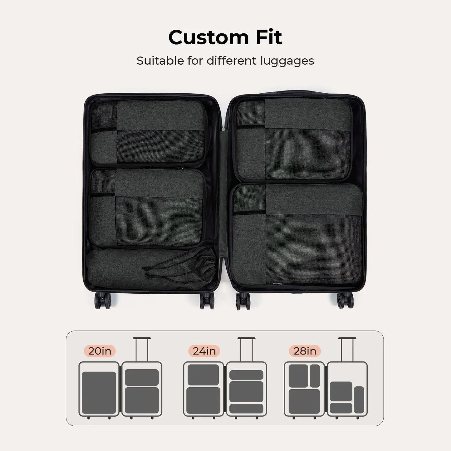 Lot de 6 cubes de compression pour valises