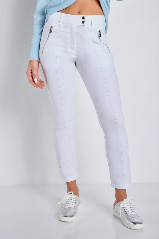 The Peggy Zippered Pant in White