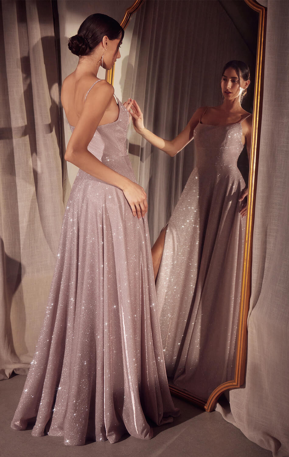 Robe Eileen - Élégante robe de soirée drapée pailletée