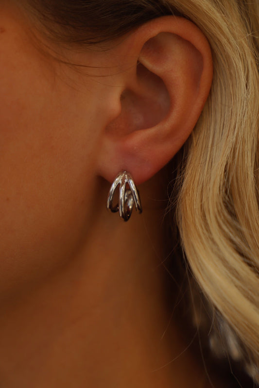 CLOUS D'OREILLES TRIPLE CRÉOLES EN ARGENT