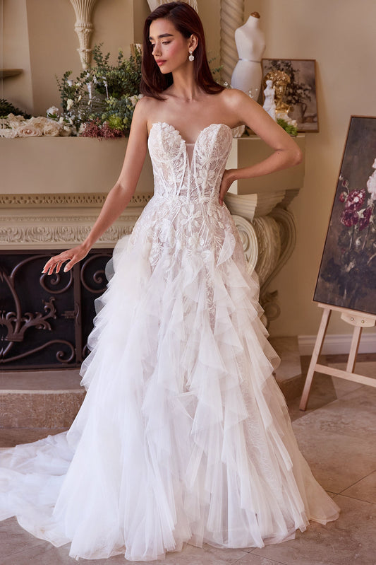 WL016 - Robe de mariée bustier taille basse à effet cascade - Andrea &amp; Leo