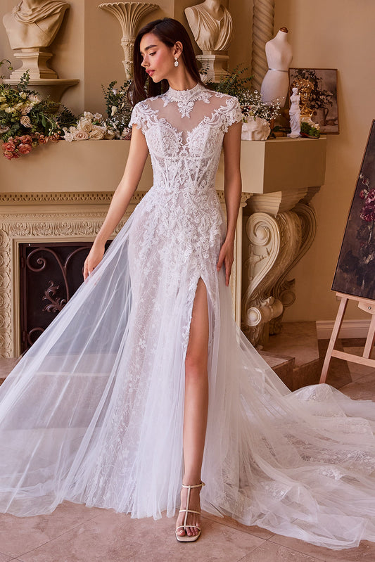 WL035 - Robe de mariée à manches courtes en dentelle et tulle - Andrea &amp; Leo