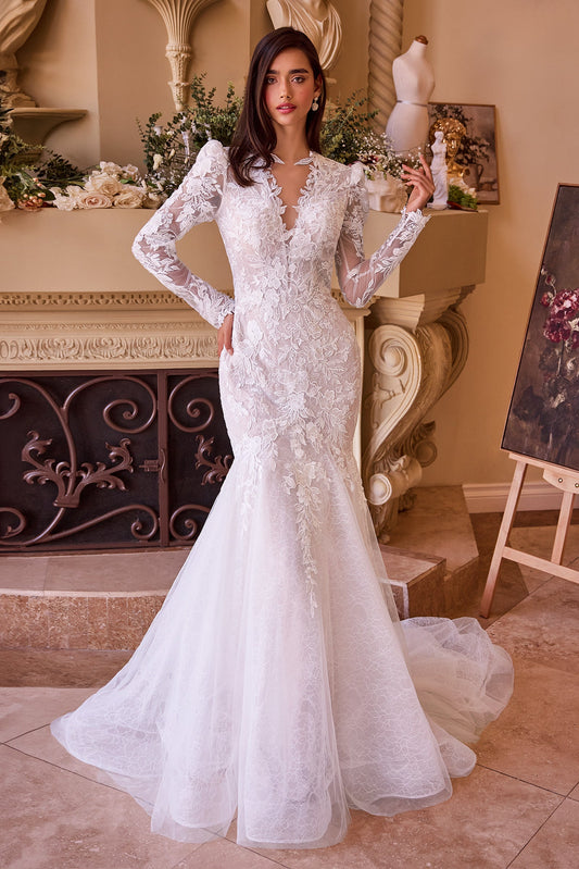 WL036 - Robe de mariée sirène en dentelle à manches longues - Andrea &amp; Leo