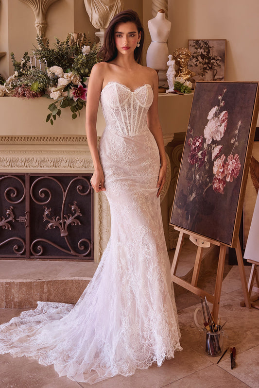 WL044 - ROBE DE MARIÉE AJUSTÉE EN DENTELLE ET JUPE AMOVIBLE - Andrea &amp; Leo