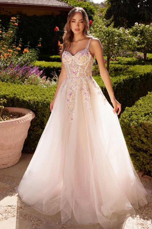 A1288 - ROBE LIGNE A AVEC ORNEMENTS FLORAUX MULTICOLORES - ANDREA &amp; LEO