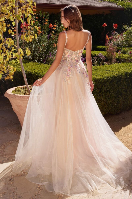 A1288 - ROBE LIGNE A AVEC ORNEMENTS FLORAUX MULTICOLORES - ANDREA &amp; LEO