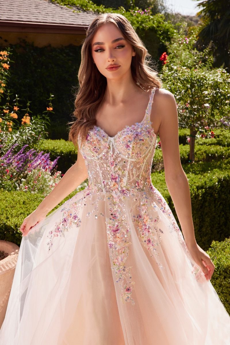A1288 - ROBE LIGNE A AVEC ORNEMENTS FLORAUX MULTICOLORES - ANDREA &amp; LEO