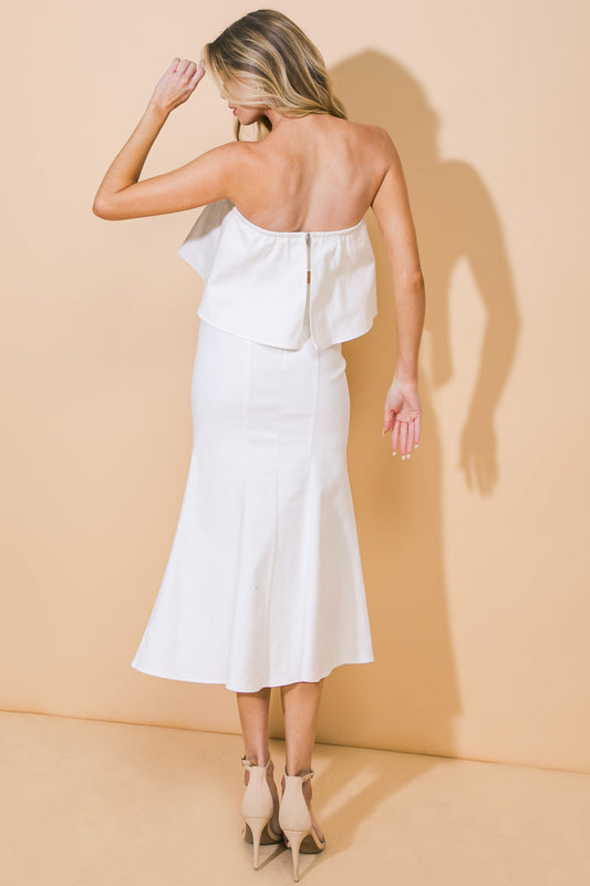 SUNSET STROLL - WHITE CROP TOP & SKIRT SET