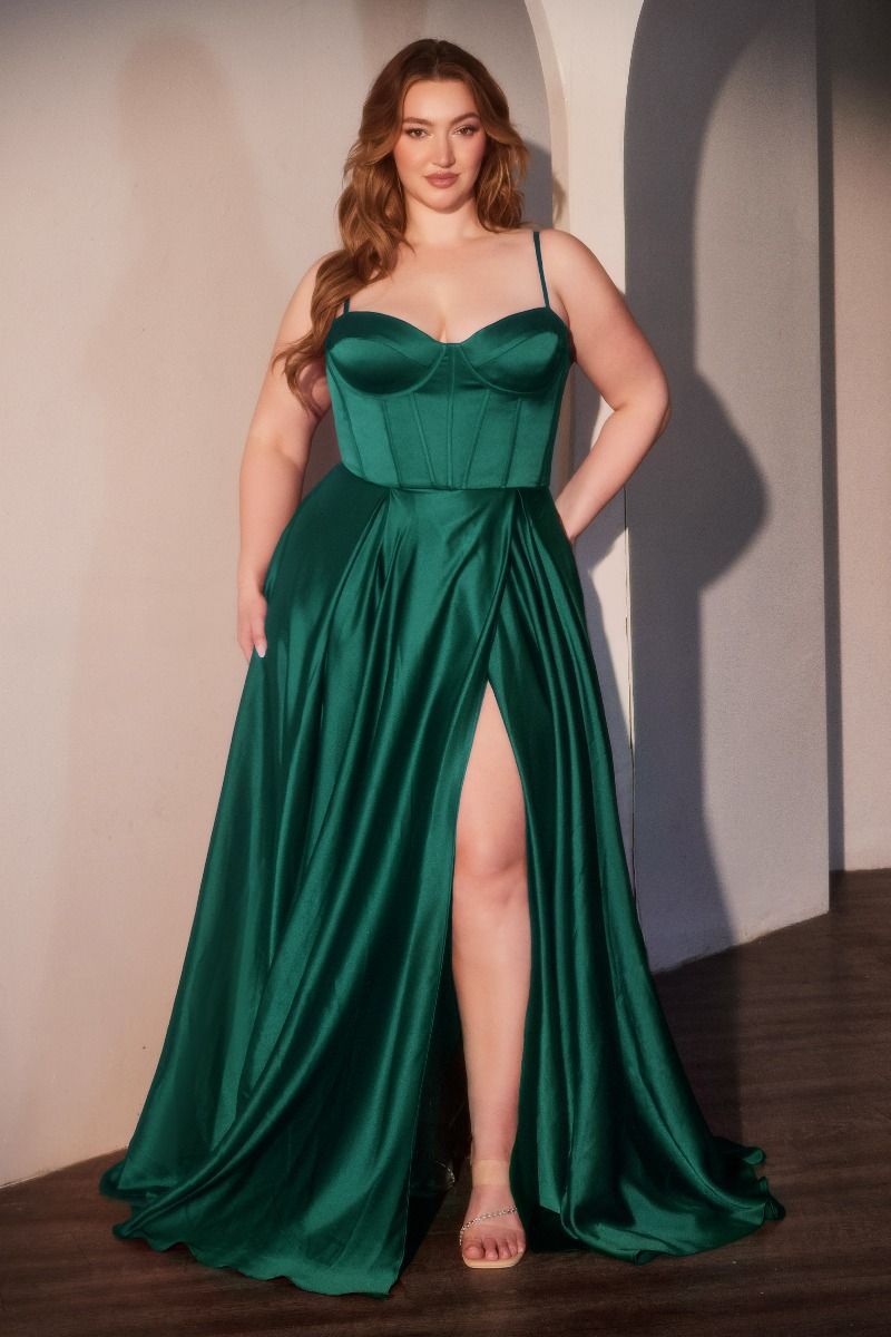ROBE SELMA - ÉMERAUDE - ROBE BUSTIER EN SATIN DE LUXE LIGNE A