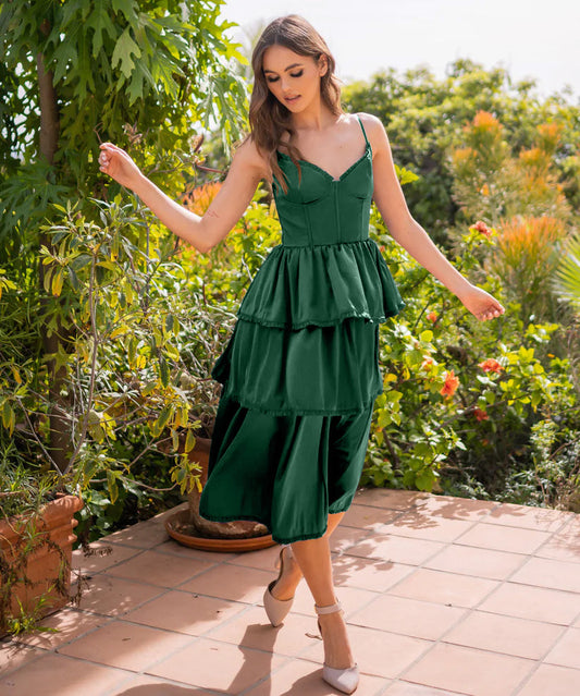 Maeve Corset Midi Dress - Emerald