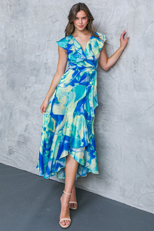 SIZE LARGE, LA BEBE WOVEN SATIN MAXI DRESS - FINAL SALE