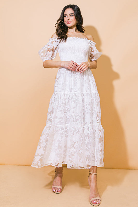 LOVE IN YOUR EYES WHITE MIDI DRESS