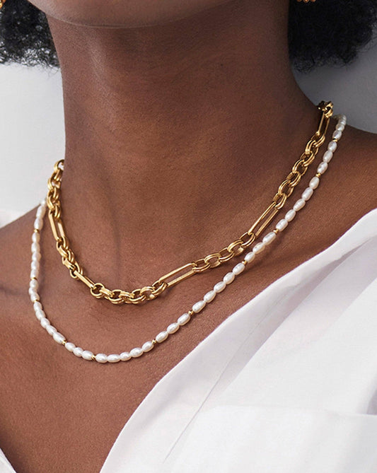 Short Seed Pearl Beaded Necklace | 18k Gold Plated/Pearl