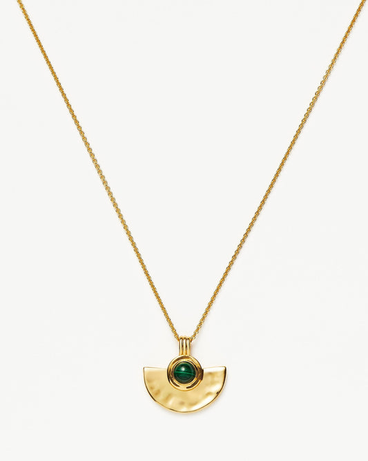 Zenyu Gemstone Fan Pendant Necklace
